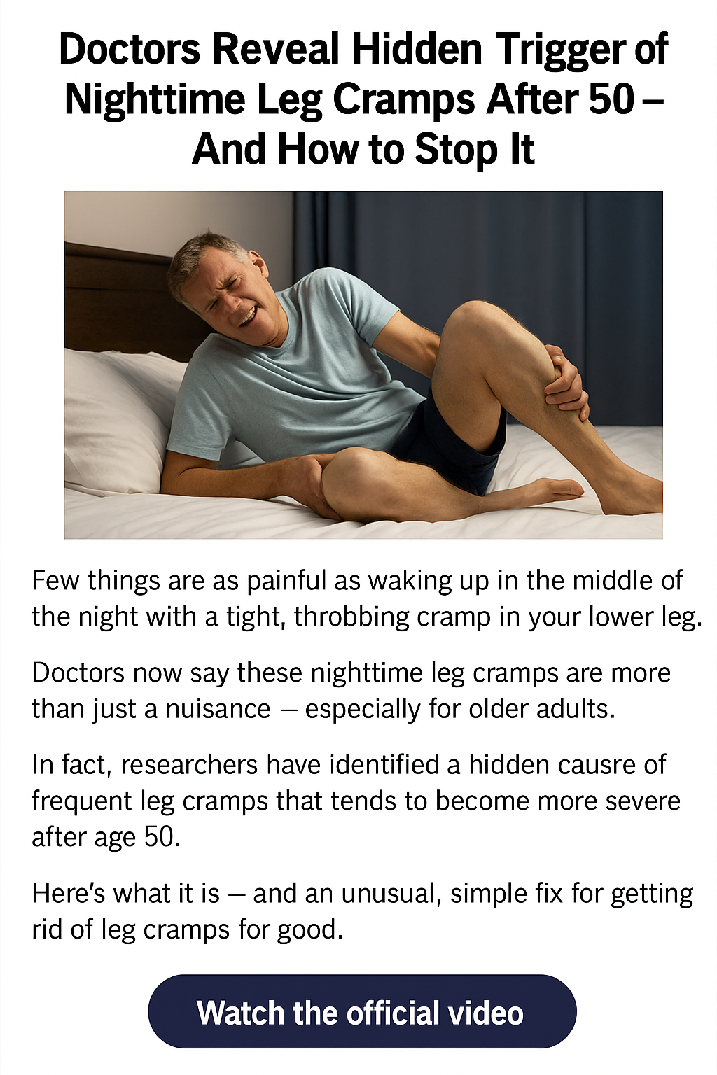 Person waking up at night holding calf due to cramp